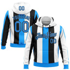 Custom Stitched White Powder Blue Black-Blue 3D Pattern Design Argentine Inspired Stripe Sportswear Pullover Sweatshirt Hoodie