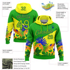 Custom Stitched Green Neon Green Yellow-Royal 3D Pattern Design Brazil Inspired Tropical Plants Sportswear Pullover Sweatshirt Hoodie