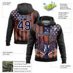 Custom Stitched Black Navy-Cream 3D American Flag Retro Distressed Statue of Liberty Grunge Sports Pullover Sweatshirt Hoodie