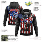 Custom Stitched Black Royal Red-White 3D American Flag Retro Distressed Eagle Grunge Sports Pullover Sweatshirt Hoodie