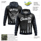 Custom Stitched Black White Camo-Gray 3D American Flag Retro Distressed Eagle Grunge Sports Pullover Sweatshirt Hoodie