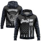 Custom Stitched Black White Camo-Gray 3D American Flag Retro Distressed Eagle Grunge Sports Pullover Sweatshirt Hoodie
