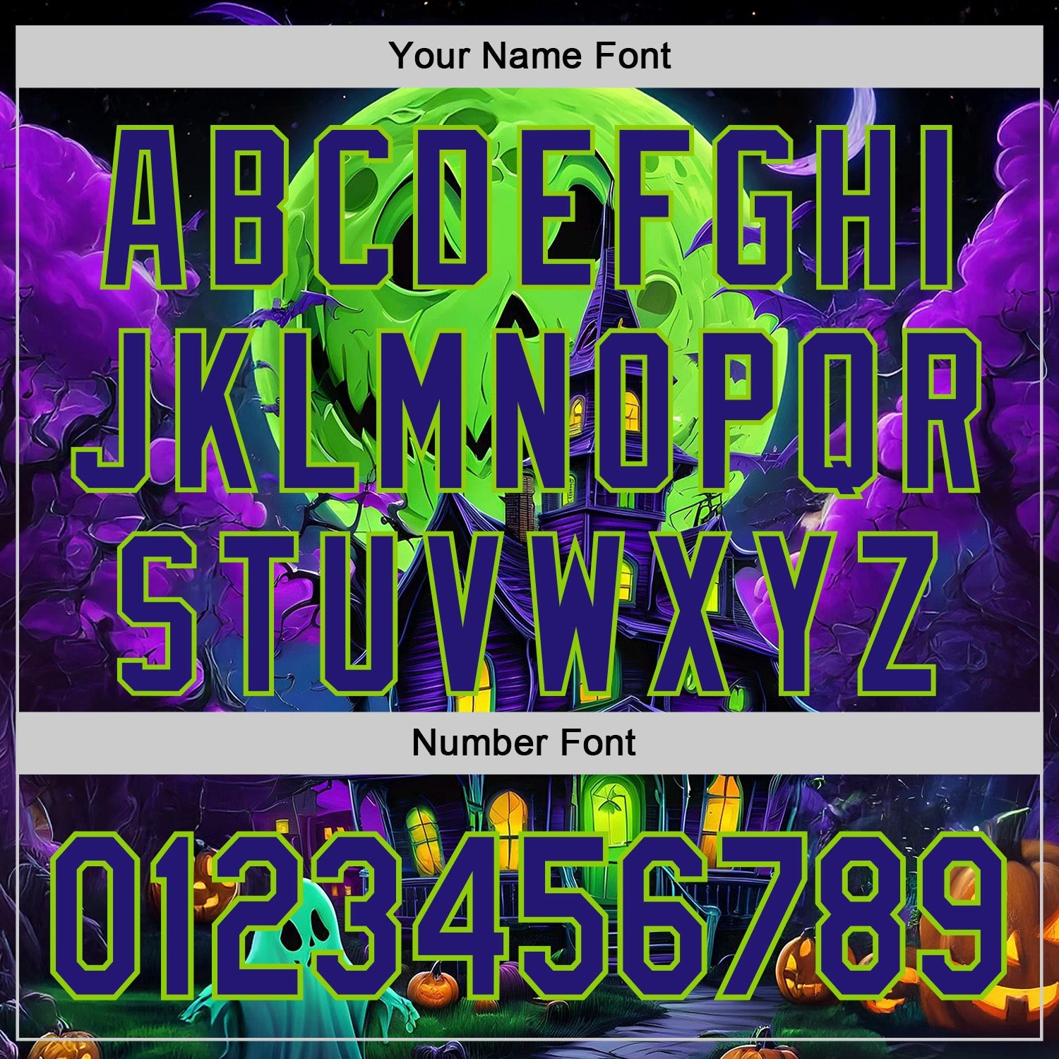 Custom Black Dark Purple-Neon Green 3D Halloween Spooky Pumpkin Bat Authentic Baseball Jersey