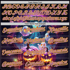 Custom Black Medium Purple-Yellow 3D Halloween Spooky Pumpkin Authentic Baseball Jersey