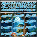 Custom Black Sky Blue-White 3D Halloween Spooky Pumpkin Authentic Baseball Jersey