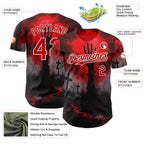 Custom Red Black-White 3D Halloween Spooky Horror Zombies Authentic Baseball Jersey