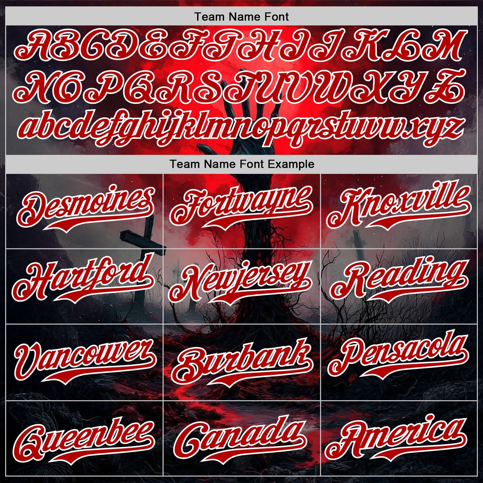 Custom Red Black-White 3D Halloween Spooky Horror Zombies Authentic Baseball Jersey