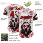 Custom White Red-Black 3D Halloween Creepy Blood Horror Authentic Baseball Jersey