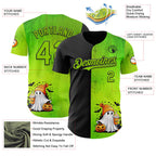 Custom Black Neon Green 3D Halloween Spooky Pumpkin Authentic Baseball Jersey