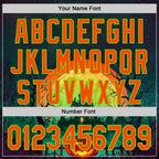 Custom Black Orange-Neon Green 3D Halloween Spooky Pumpkin Authentic Baseball Jersey