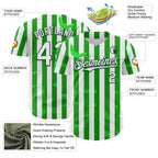 Custom White Green 3D Halloween Spooky Bat Stripe Authentic Baseball Jersey