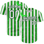 Custom White Green 3D Halloween Spooky Bat Stripe Authentic Baseball Jersey