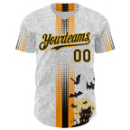 Custom White Black-Gold 3D Halloween Spooky Bat Stripe Authentic Baseball Jersey