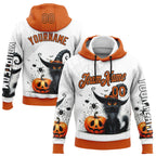 Custom White Orange-Black 3D Halloween Pumpkin Spooky Sports Pullover Sweatshirt Hoodie