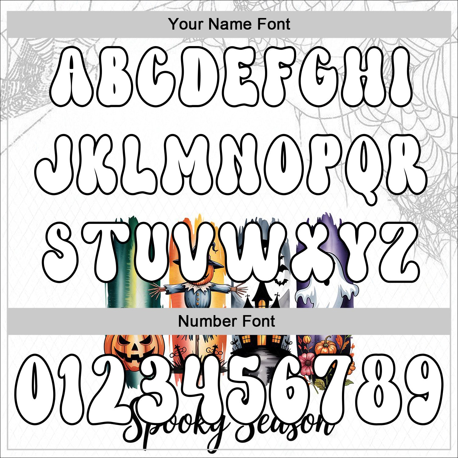 Custom White Black 3D Halloween Pumpkin Spooky Sports Pullover Sweatshirt Hoodie