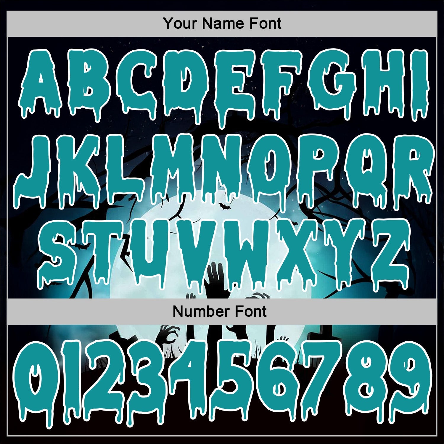 Custom Black Teal-White 3D Halloween Zombies Spooky Sports Pullover Sweatshirt Hoodie