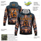 Custom Blue Bay Orange-Black 3D Halloween Pumpkin Spooky Sports Pullover Sweatshirt Hoodie