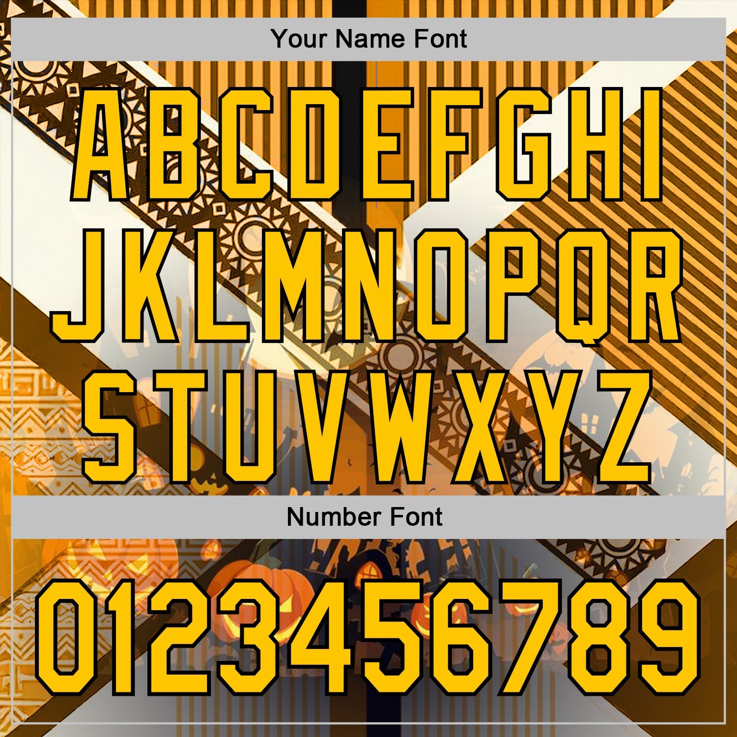 Custom Yellow Black 3D Halloween Pumpkin Spooky Stripe Sports Pullover Sweatshirt Hoodie