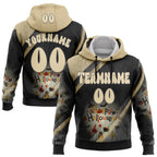 Custom Black Cream-Steel Gray 3D Halloween Spooky Stripe Sports Pullover Sweatshirt Hoodie