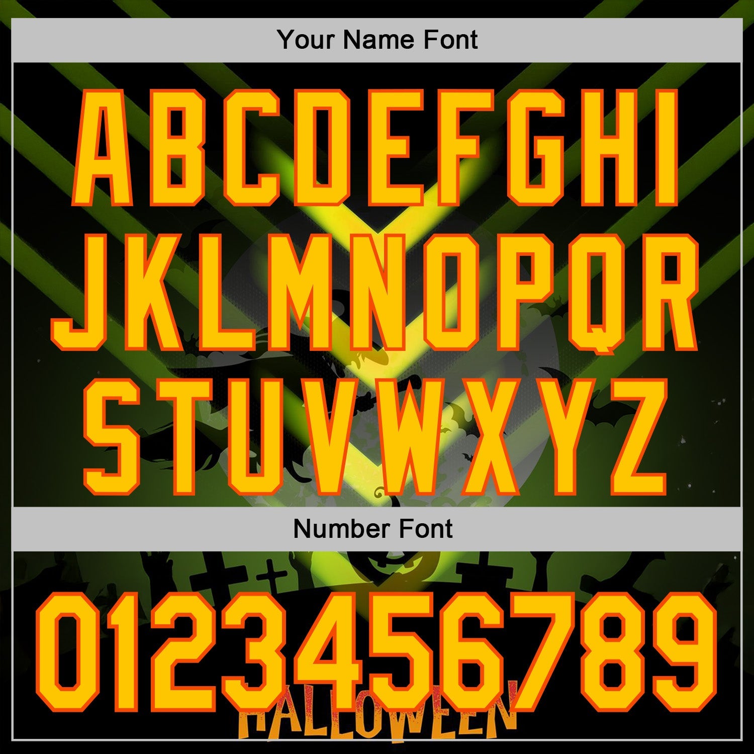 Custom Green Yellow-Orange 3D Halloween Spooky Sportswear Pullover Sweatshirt Hoodie