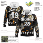 Custom Black White 3D Halloween Zombies Spooky Stripe Sports Pullover Sweatshirt Hoodie