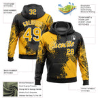Custom Stitched Black Gold-White 3D Pattern Design Abstract Brush Stroke Sports Pullover Sweatshirt Hoodie