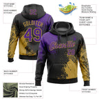 Custom Stitched Black Purple-Old Gold 3D Pattern Design Abstract Brush Stroke Sports Pullover Sweatshirt Hoodie