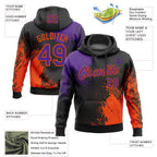Custom Stitched Black Purple-Orange 3D Pattern Design Abstract Brush Stroke Sports Pullover Sweatshirt Hoodie