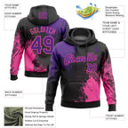 Custom Stitched Black Purple-Pink 3D Pattern Design Abstract Brush Stroke Sports Pullover Sweatshirt Hoodie
