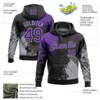 Custom Stitched Black Purple-Gray 3D Pattern Design Abstract Brush Stroke Sports Pullover Sweatshirt Hoodie