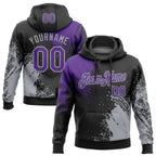 Custom Stitched Black Purple-Gray 3D Pattern Design Abstract Brush Stroke Sports Pullover Sweatshirt Hoodie