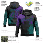 Custom Stitched Black Purple-Teal 3D Pattern Design Abstract Brush Stroke Sports Pullover Sweatshirt Hoodie