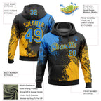 Custom Stitched Black Powder Blue-Gold 3D Pattern Design Abstract Brush Stroke Sports Pullover Sweatshirt Hoodie