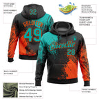 Custom Stitched Black Aqua-Orange 3D Pattern Design Abstract Brush Stroke Sports Pullover Sweatshirt Hoodie