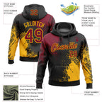 Custom Stitched Black Crimson-Gold 3D Pattern Design Abstract Brush Stroke Sports Pullover Sweatshirt Hoodie