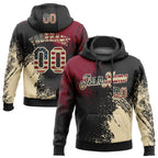 Custom Stitched Black Vintage USA Flag Crimson-Cream 3D Pattern Design Abstract Brush Stroke Sports Pullover Sweatshirt Hoodie