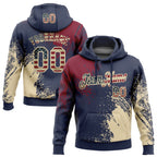 Custom Stitched Navy Vintage USA Flag Crimson-Cream 3D Pattern Design Abstract Brush Stroke Sports Pullover Sweatshirt Hoodie