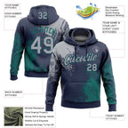 Custom Stitched Navy Gray-Teal 3D Pattern Design Abstract Brush Stroke Sports Pullover Sweatshirt Hoodie