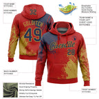 Custom Stitched Red Navy-Old Gold 3D Pattern Design Abstract Brush Stroke Sports Pullover Sweatshirt Hoodie