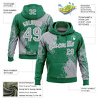 Custom Stitched Kelly Green Gray-White 3D Pattern Design Abstract Brush Stroke Sports Pullover Sweatshirt Hoodie