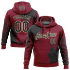 Custom Stitched Crimson Black-Cream 3D Pattern Design Abstract Brush Stroke Sports Pullover Sweatshirt Hoodie