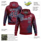 Custom Stitched Crimson Navy-White 3D Pattern Design Abstract Brush Stroke Sports Pullover Sweatshirt Hoodie