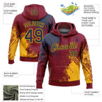 Custom Stitched Crimson Navy-Gold 3D Pattern Design Abstract Brush Stroke Sports Pullover Sweatshirt Hoodie