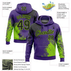 Custom Stitched Purple Black-Neon Green 3D Pattern Design Abstract Brush Stroke Sports Pullover Sweatshirt Hoodie