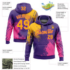 Custom Stitched Purple Gold-Pink 3D Pattern Design Abstract Brush Stroke Sports Pullover Sweatshirt Hoodie