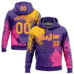 Custom Stitched Purple Gold-Pink 3D Pattern Design Abstract Brush Stroke Sports Pullover Sweatshirt Hoodie