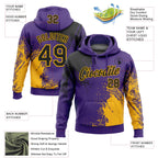 Custom Stitched Purple Black-Gold 3D Pattern Design Abstract Brush Stroke Sports Pullover Sweatshirt Hoodie