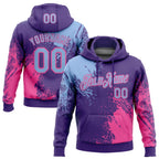 Custom Stitched Purple Light Blue-Pink 3D Pattern Design Abstract Brush Stroke Sports Pullover Sweatshirt Hoodie