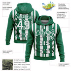 Custom Stitched Kelly Green White 3D Pattern Design Stripe Sports Pullover Sweatshirt Hoodie