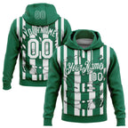 Custom Stitched Kelly Green White 3D Pattern Design Stripe Sports Pullover Sweatshirt Hoodie